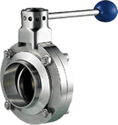 Sanitary grade butt welded butterfly valve